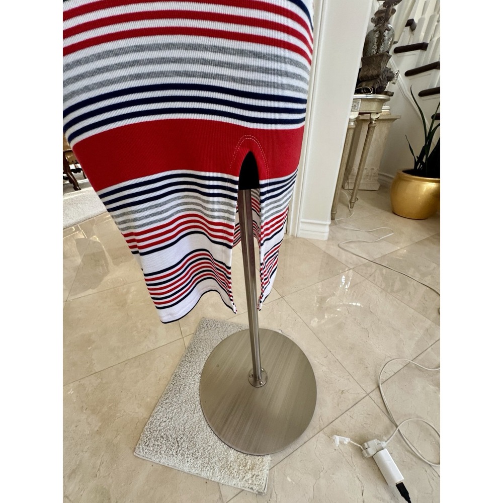 No Comment Dress Womens Red White &‎ Blue Striped Short Sleeve July 4th Sz. L - Picture 3 of 10